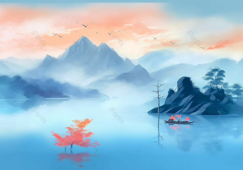 手绘中国风小清新水彩风格山水风景插画,插画/手绘图,插画/手绘图库,插画/手绘图下载,插画/手绘